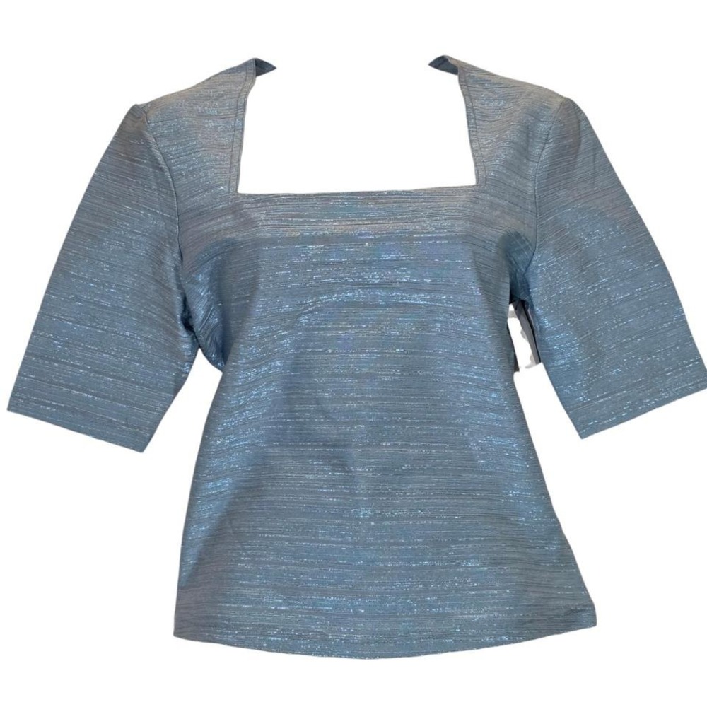 Y2k Sparkle Blue Square neck top Medium
